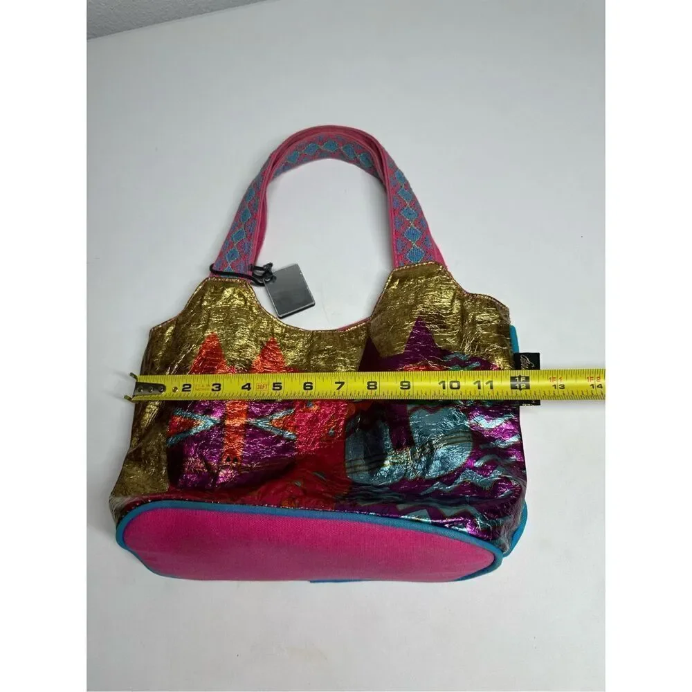 Laurel Burch Colorful Wild Cats Foil Medium Scoop Tote